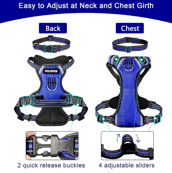 WINSEE Dog Harness No Pull, Pet Harnesses with Dog Collar - Picture 4 of 7